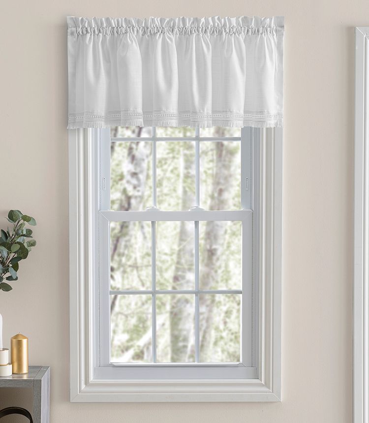 Ellis Curtains - Brush Fringe Valance - White - Sheer & Semi Sheer ...