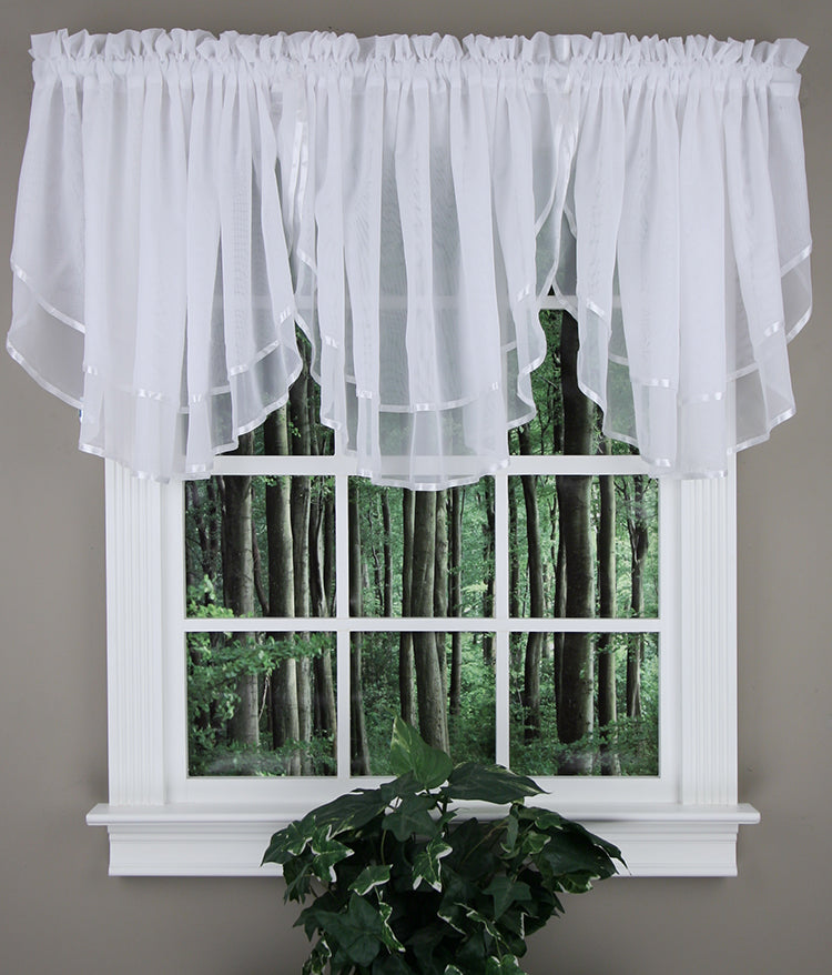 Elegance Sheer Ascot Curtain Valance - White - Stylemaster - Kitchen ...