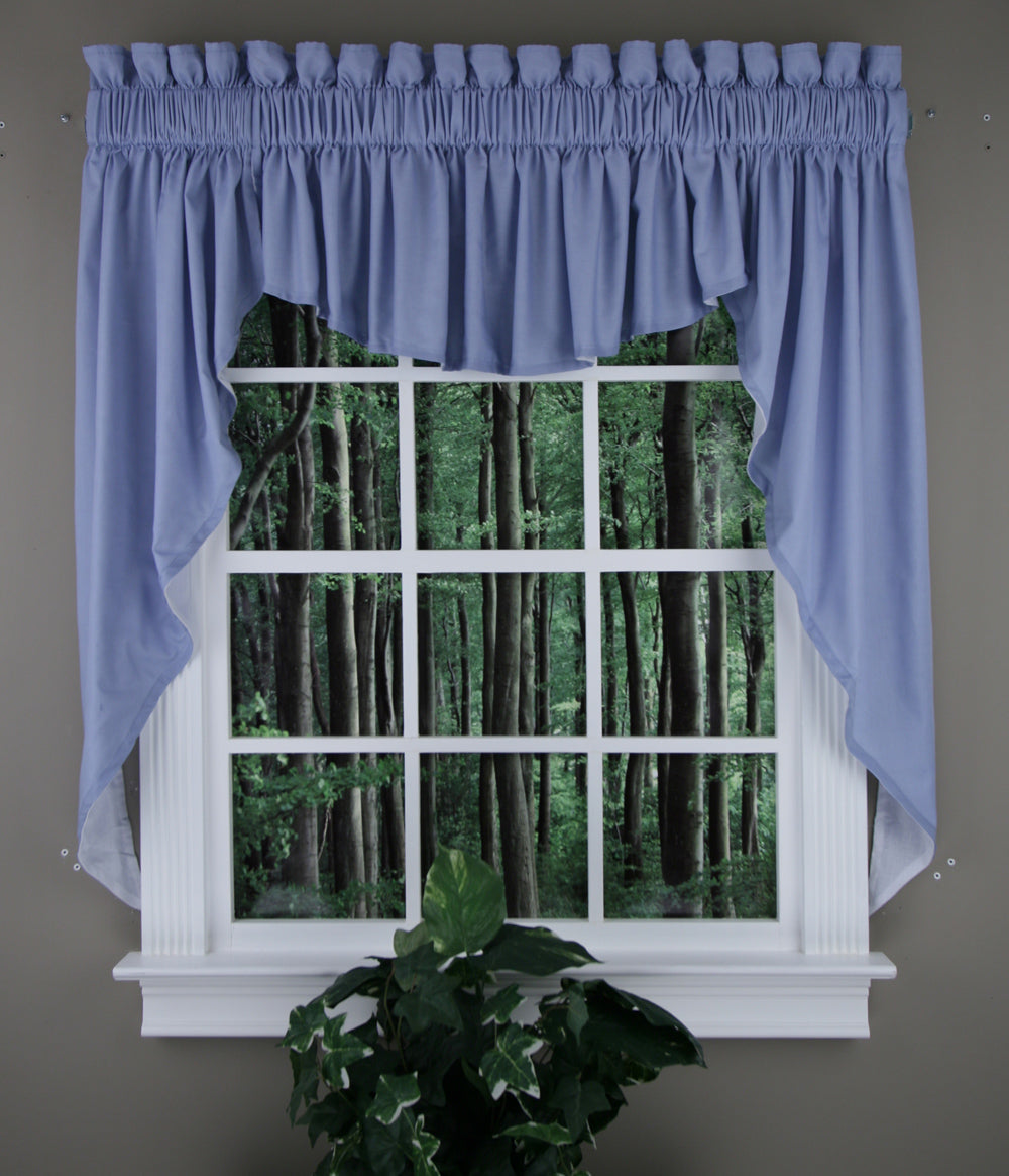 Emery Jabot Curtains - Sky - Renaissance - Kitchen Valances – Swags Galore