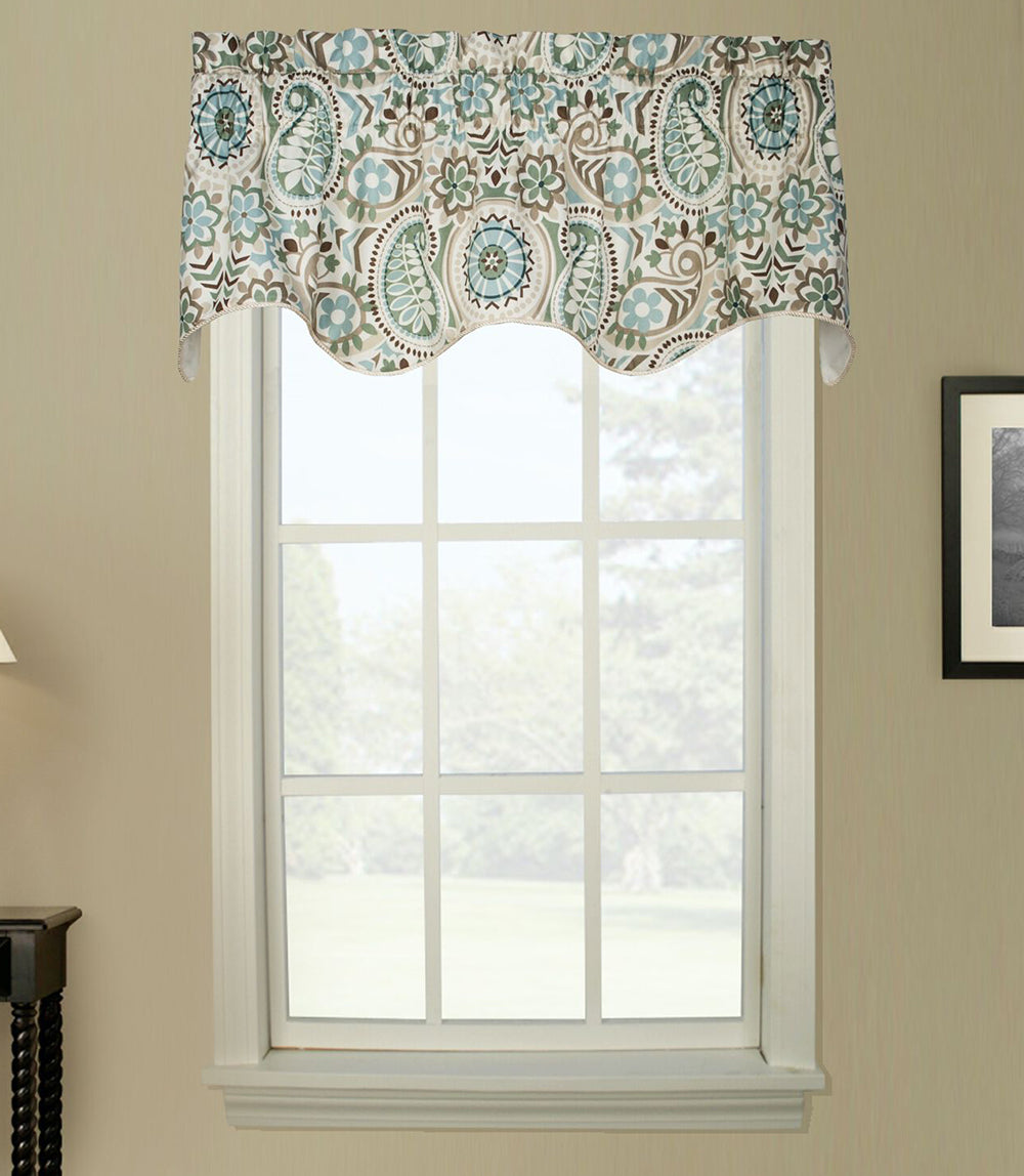 Paisley Prism Window Lined Valance | Latte - Kitchen Valances – Swags ...