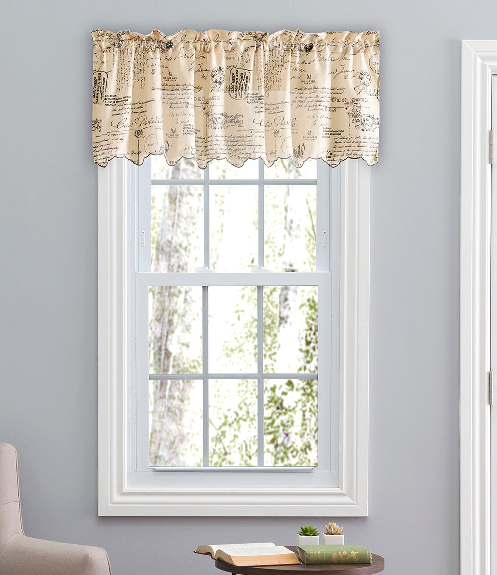 Script Scalloped Valance - Black - Ellis Curtains - Kitchen Valances ...