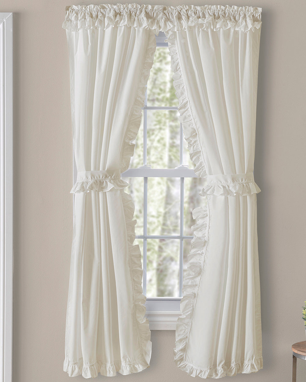 Classic Narrow Priscilla Curtains - White - Ellis Curtains – Swags Galore