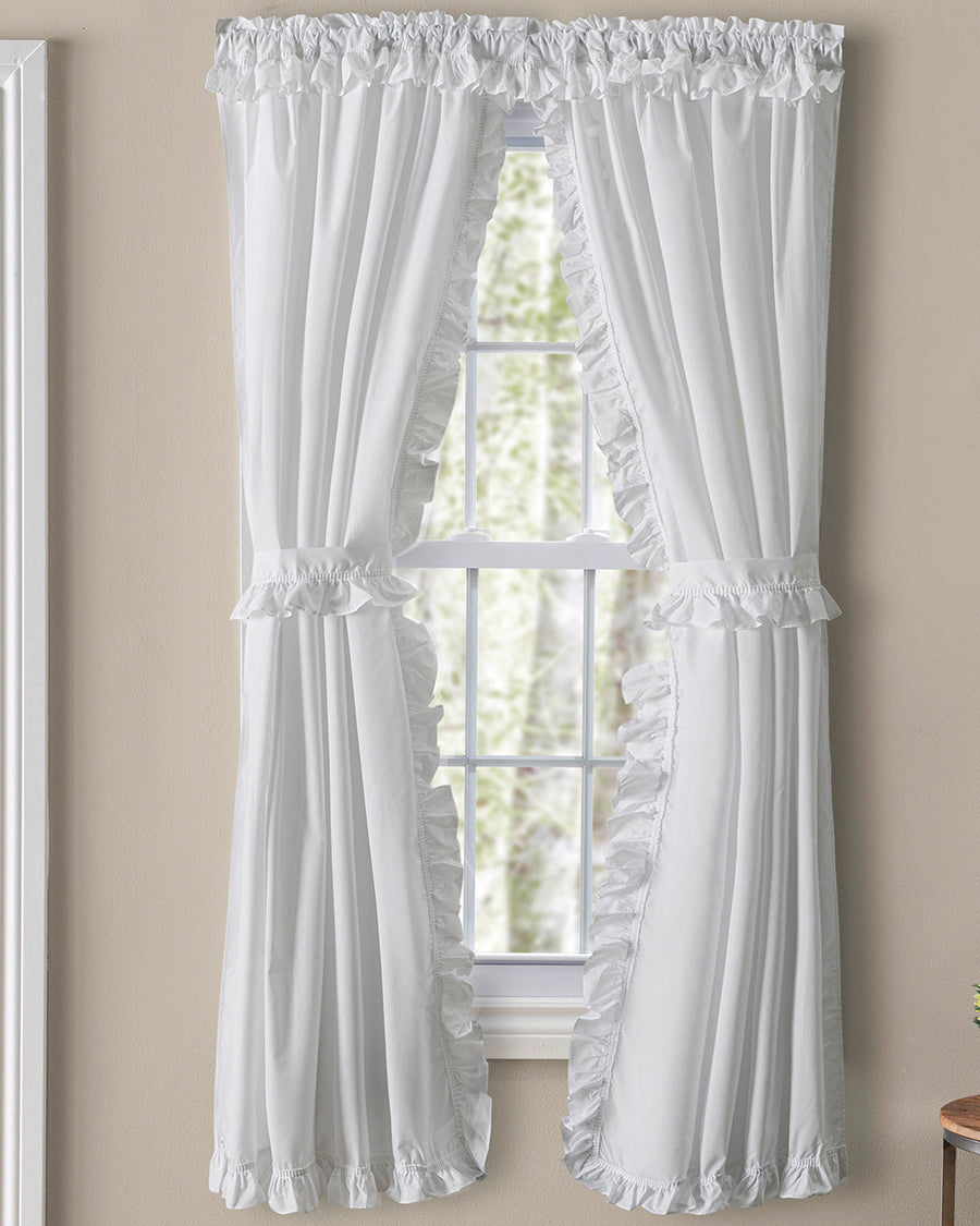 Classic Narrow Priscilla Curtains - White - Ellis Curtains – Swags Galore