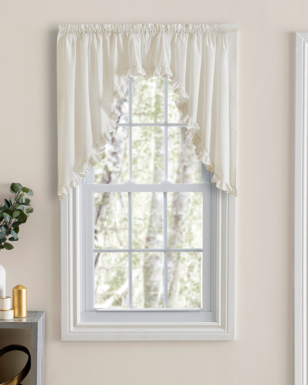 Classic Narrow Priscilla Curtains - White - Ellis Curtains – Swags Galore