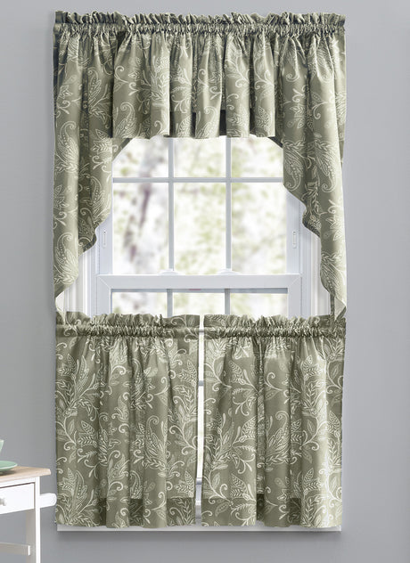 Lexington Leaf, 56"W X 24"L Curtain Tier Pair