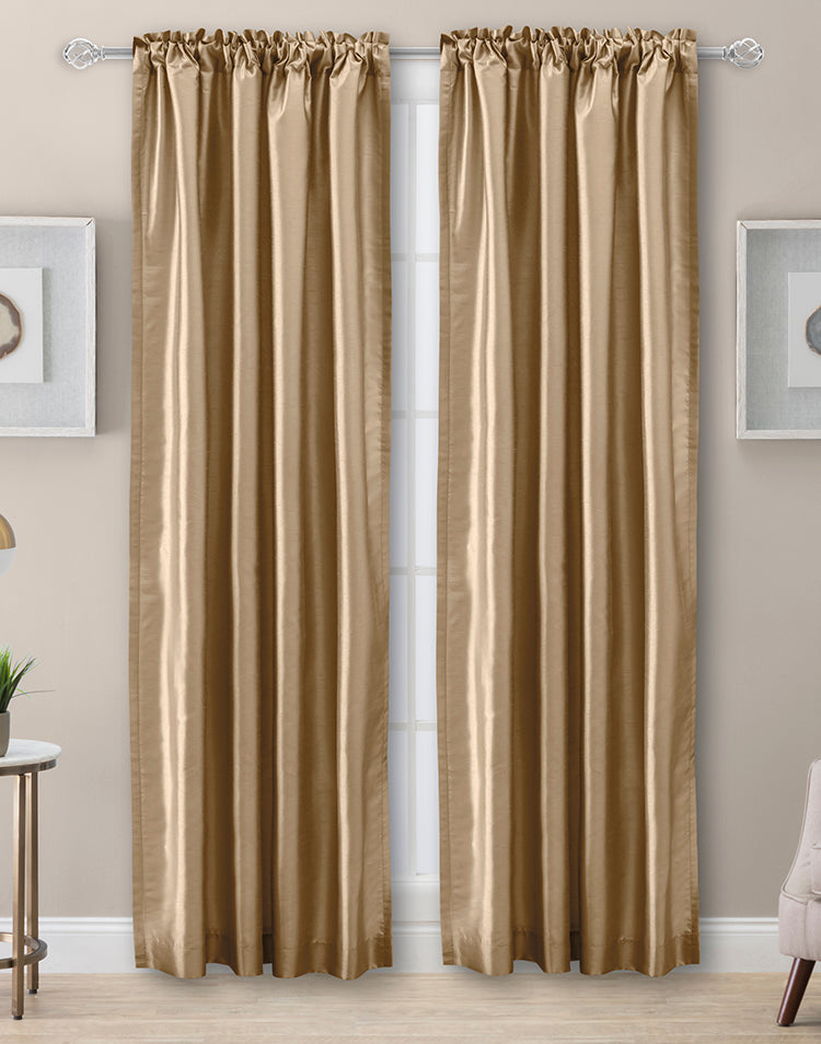 Luna Faux Silk Lined Back Tab Curtain Pair - Ellis Curtains – Swags Galore