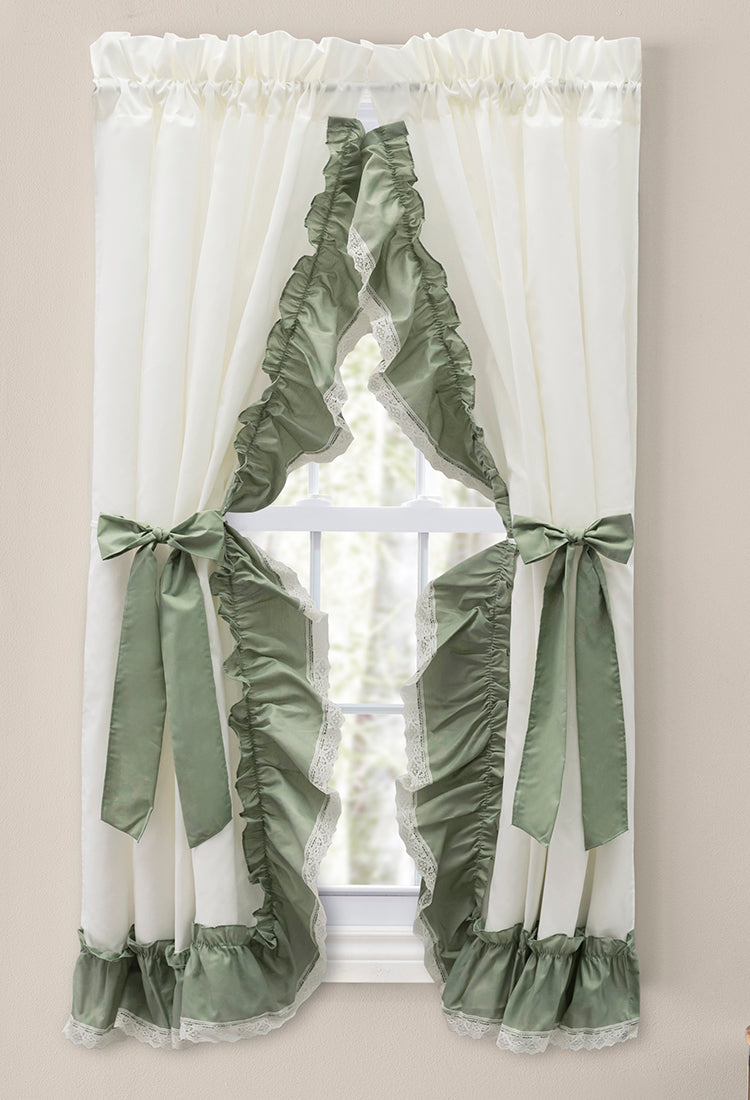 Madelyn, 100"W X 63"L Ruffled Victorian Priscilla Curtains