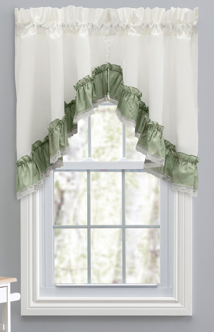 Madelyn, 82"W X 38"L Ruffled Victorian Priscilla Swag Pair