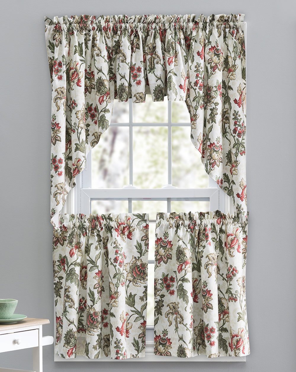 Madison Floral, 56"W X 24"L Curtain Tier Pair