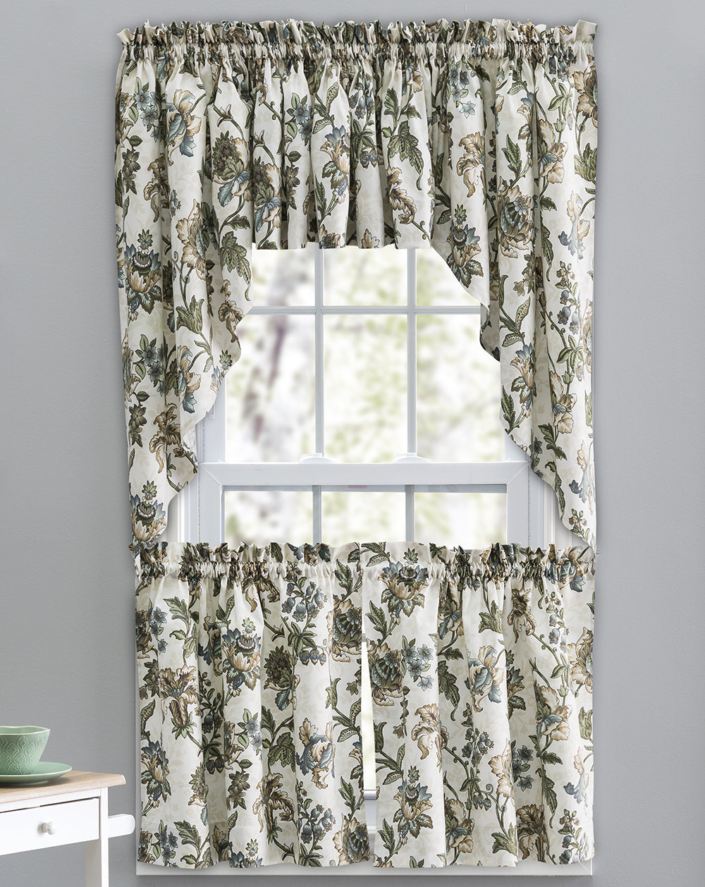 Madison Floral, 56"W X 24"L Curtain Tier Pair