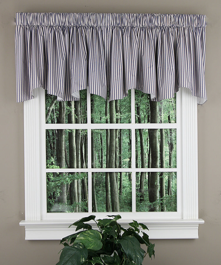 Ticking Stripe Lined Scalloped Valance