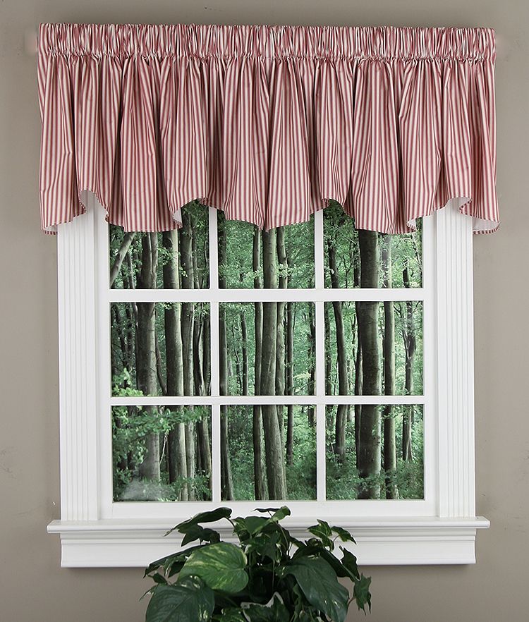 Scalloped Valance in Polo Onyx Black Stripe selling on White