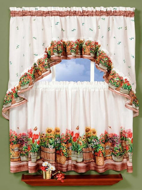 Country Garden Complete Kitchen Curtain Set