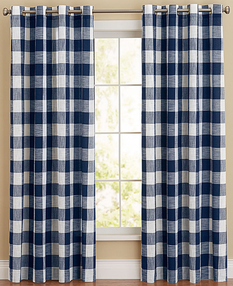 Courtyard Tailored Grommet Valance - Navy – Swags Galore