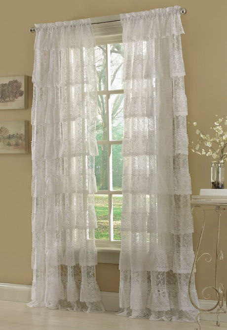 Priscilla Lace Curtain Layered Ruffled Panel Pair