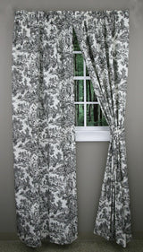 Victoria Park Toile, 68"W X 84"L Country Style Curtain Pair