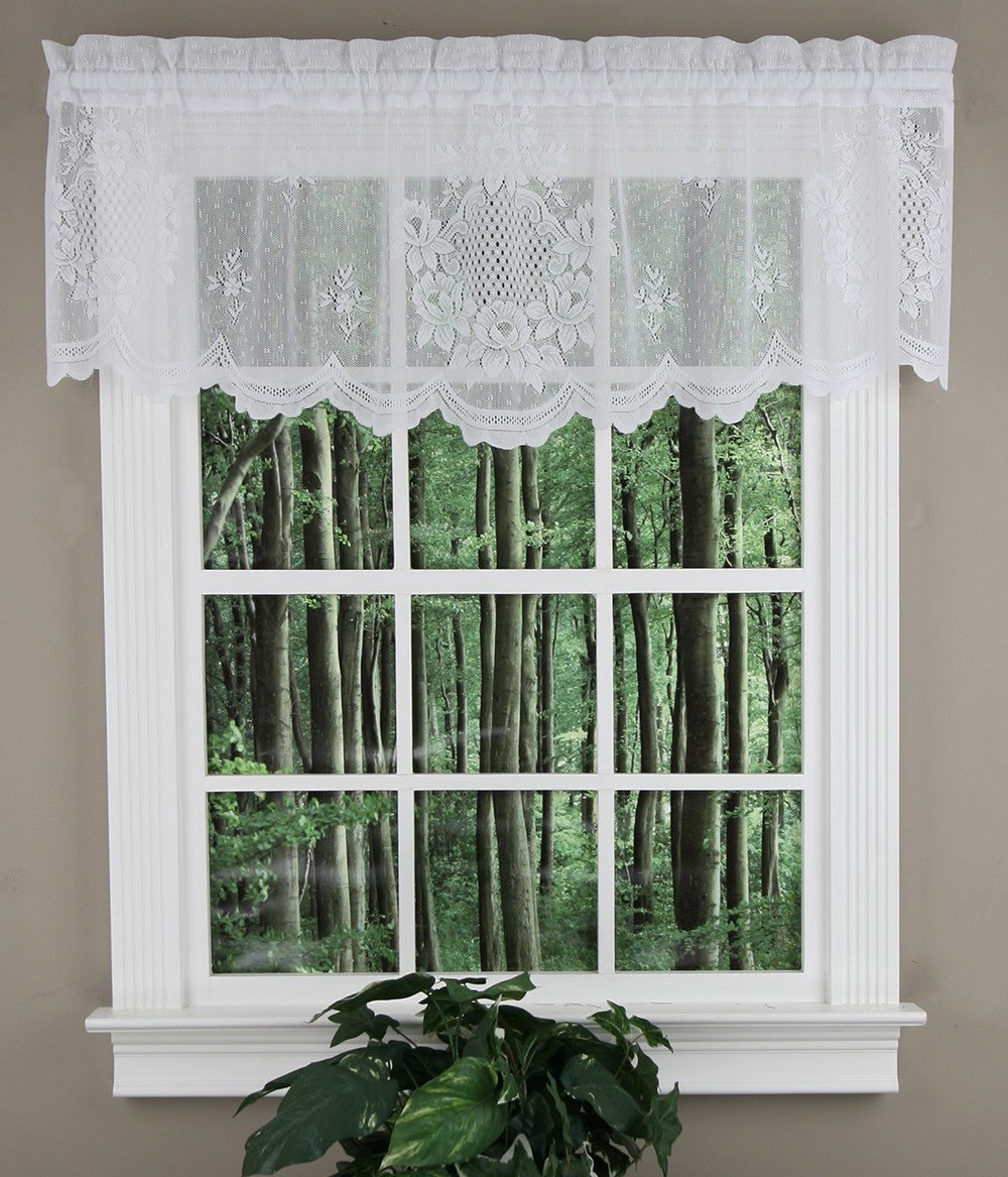 Cameo Rose Lace Scalloped Valance