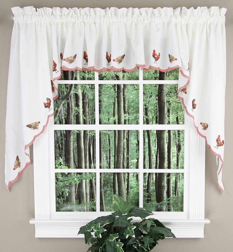 Roosters Embroidered Insert Valance