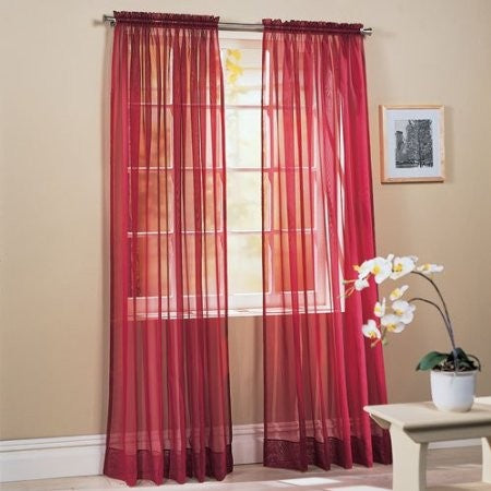 Solid Bright Voile Sheer Curtain Panel (Pair)